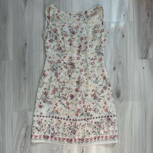 Floral Sleeveless Dress - Cream and Pink